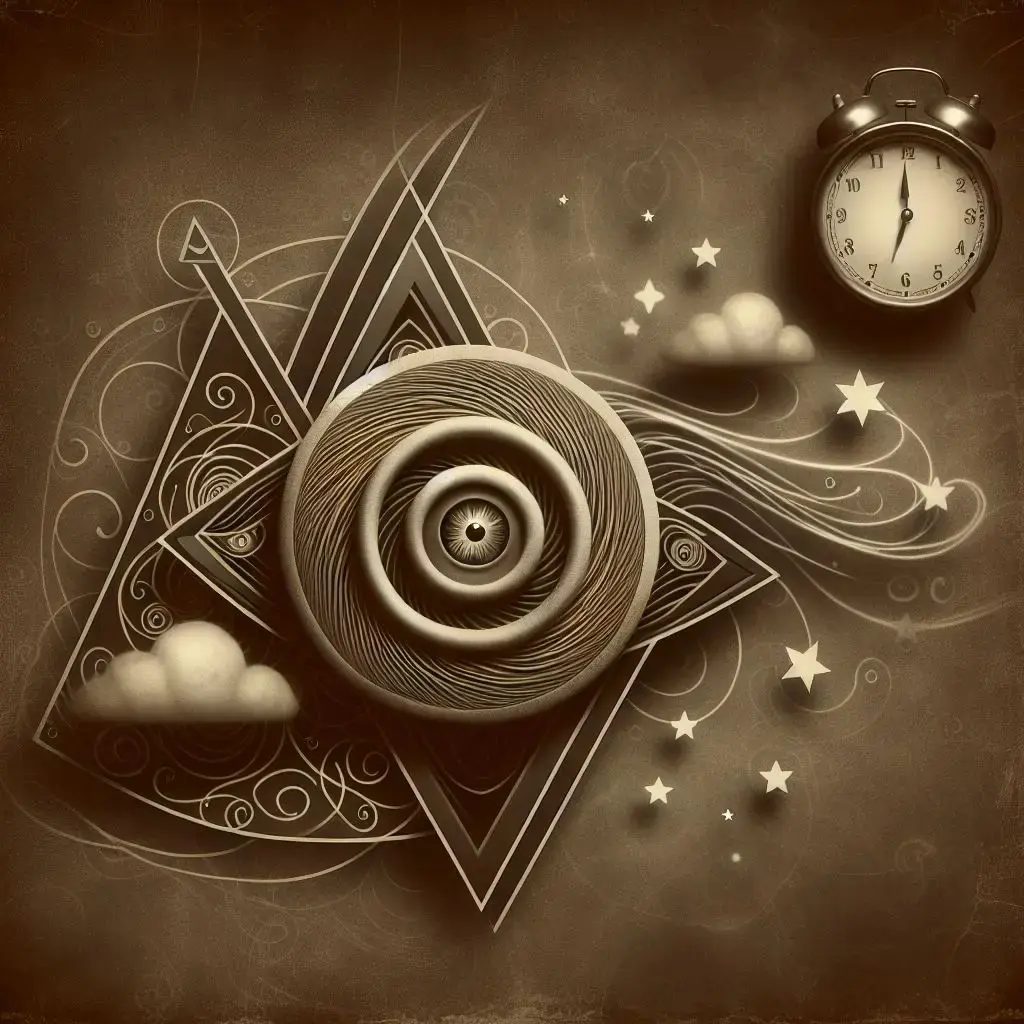 Surreal sepia with floating Hypnagogic symbol