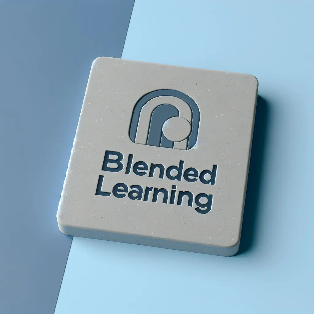 Gray tile with abstract shapes and 'Blended Learning' text